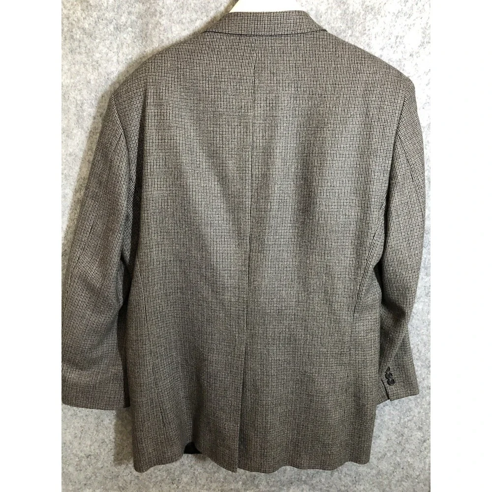 Chaps 42R Blazer Gray Houndstooth Wool Blend Suit Coat Jacket Career Classic